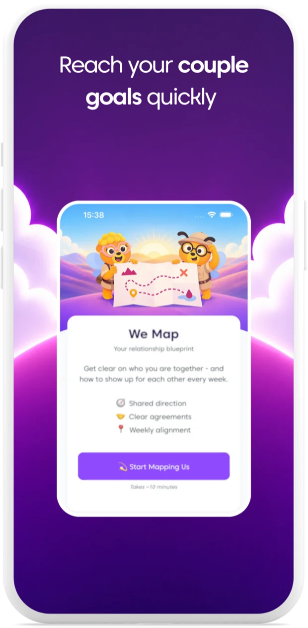 Swooni app graphic showing WeMap relationship goals
