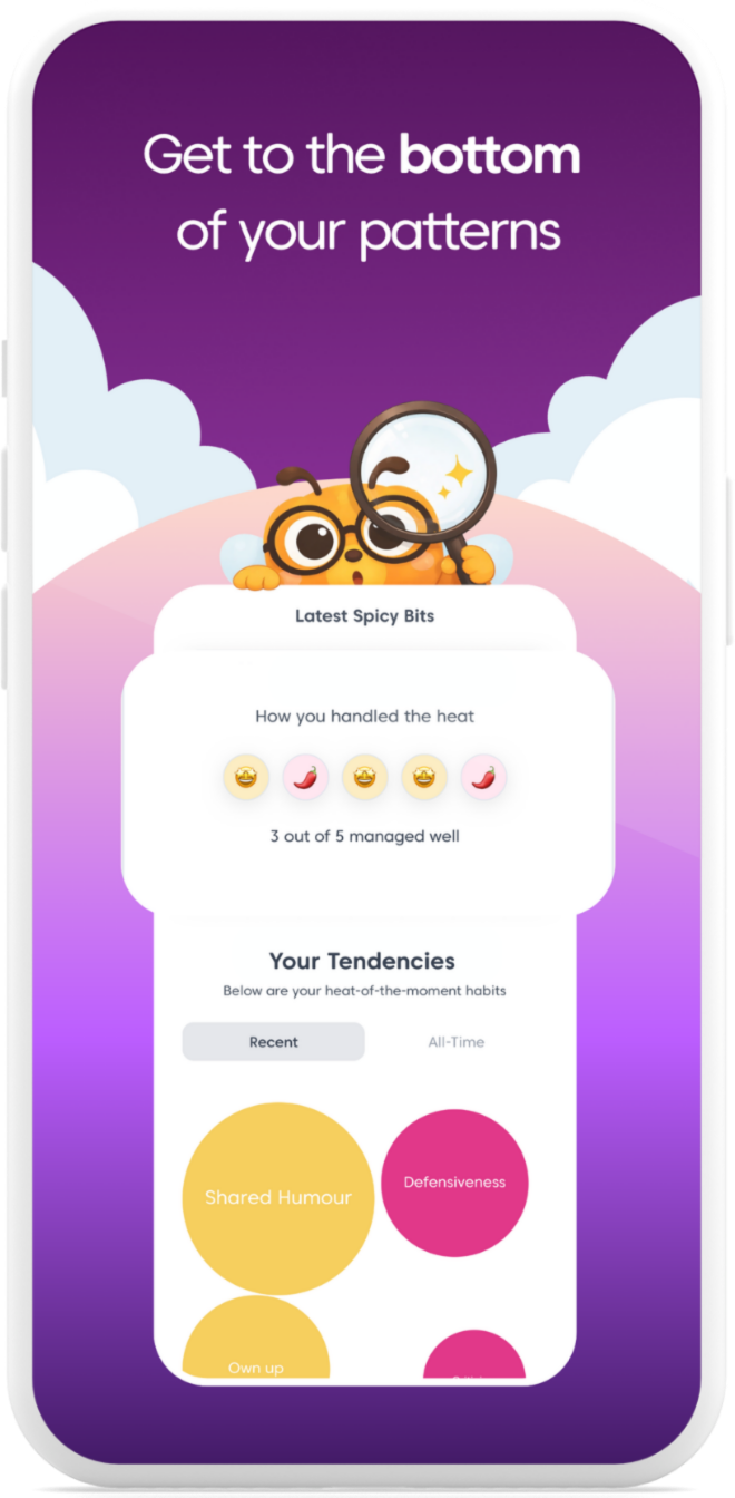 Swooni app graphic showing relationship pattern insights