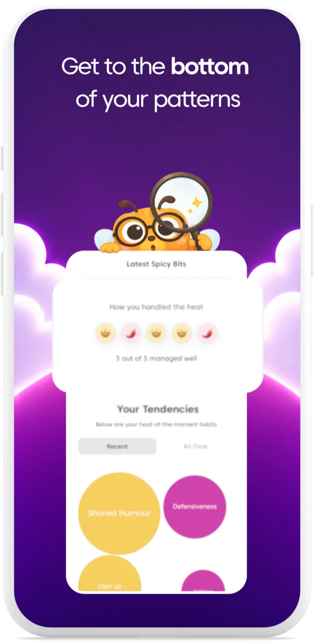 Swooni app graphic showing relationship pattern insights
