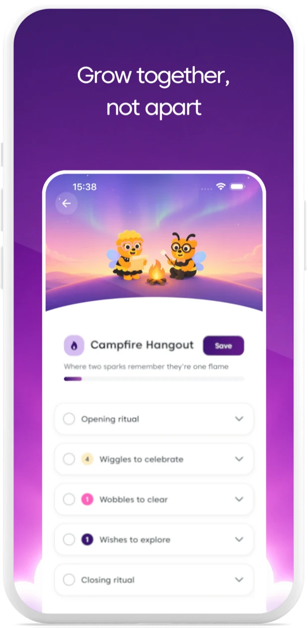Swooni app graphic showing a couple check-in screen