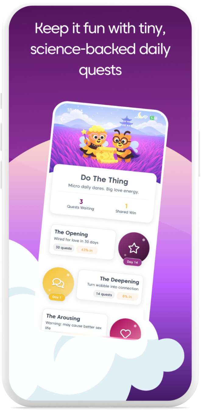 Swooni app graphic showing tiny science-backed daily quests