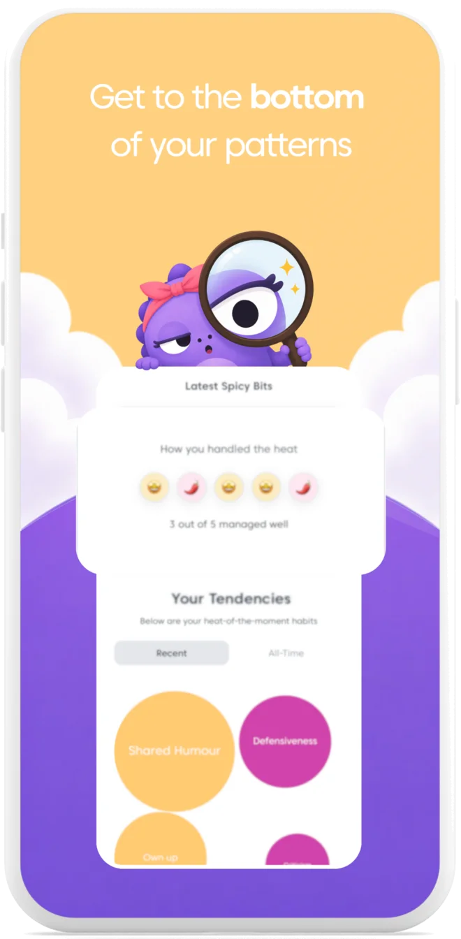 Swooni app graphic showing relationship pattern insights