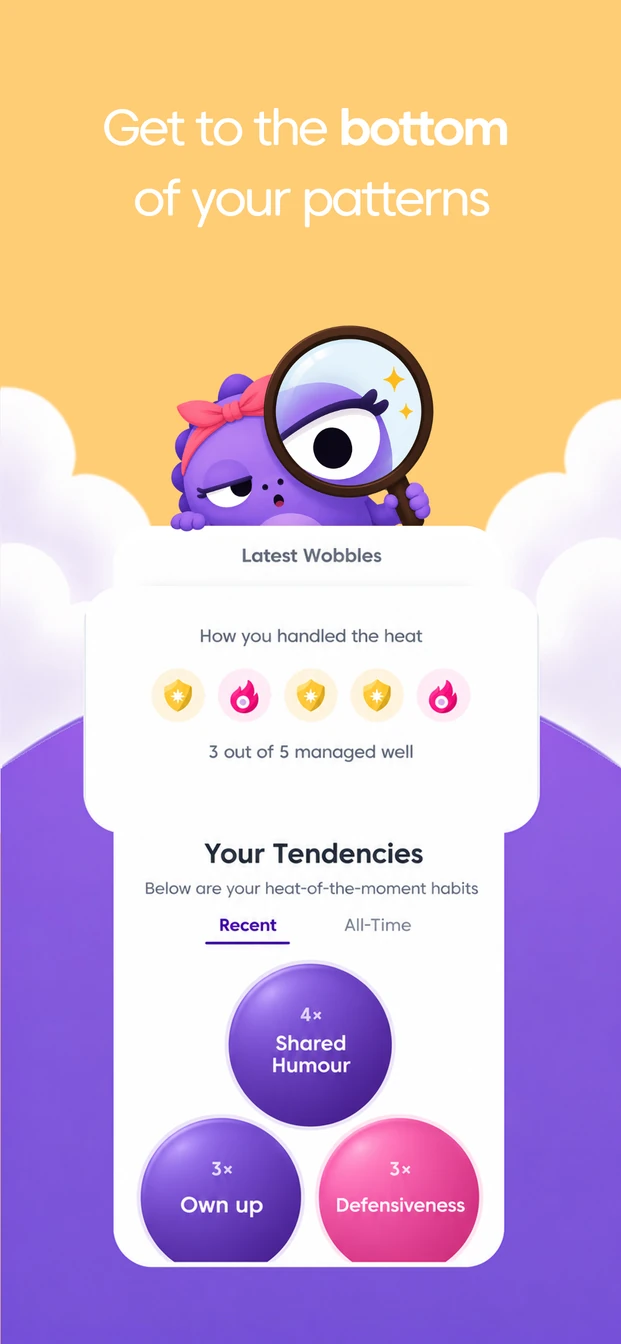 Swooni app graphic showing relationship pattern insights